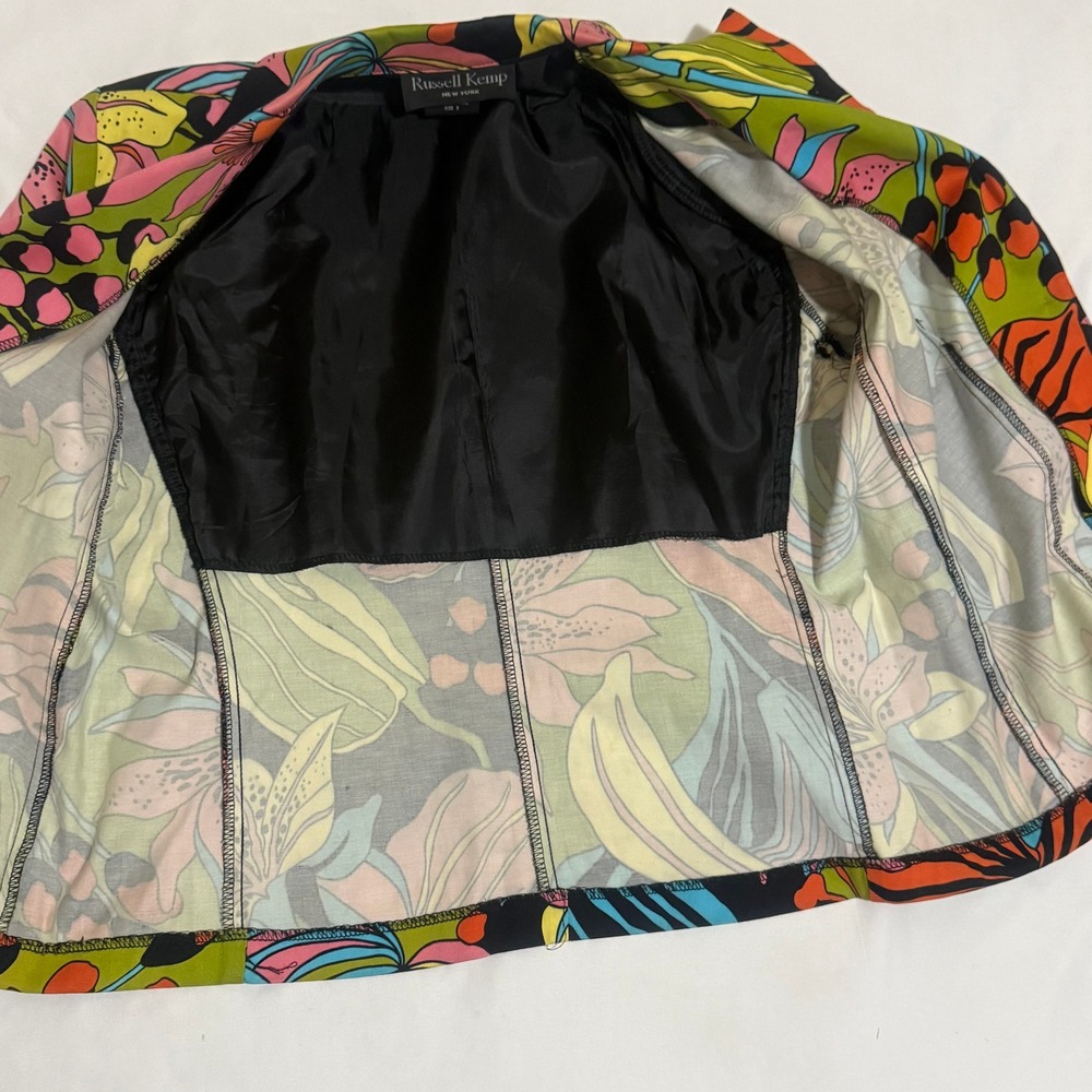RARE Russell Kemp New York Womens Blazer Jacket Size 8 Floral Print Button Front - Picture 4 of 14